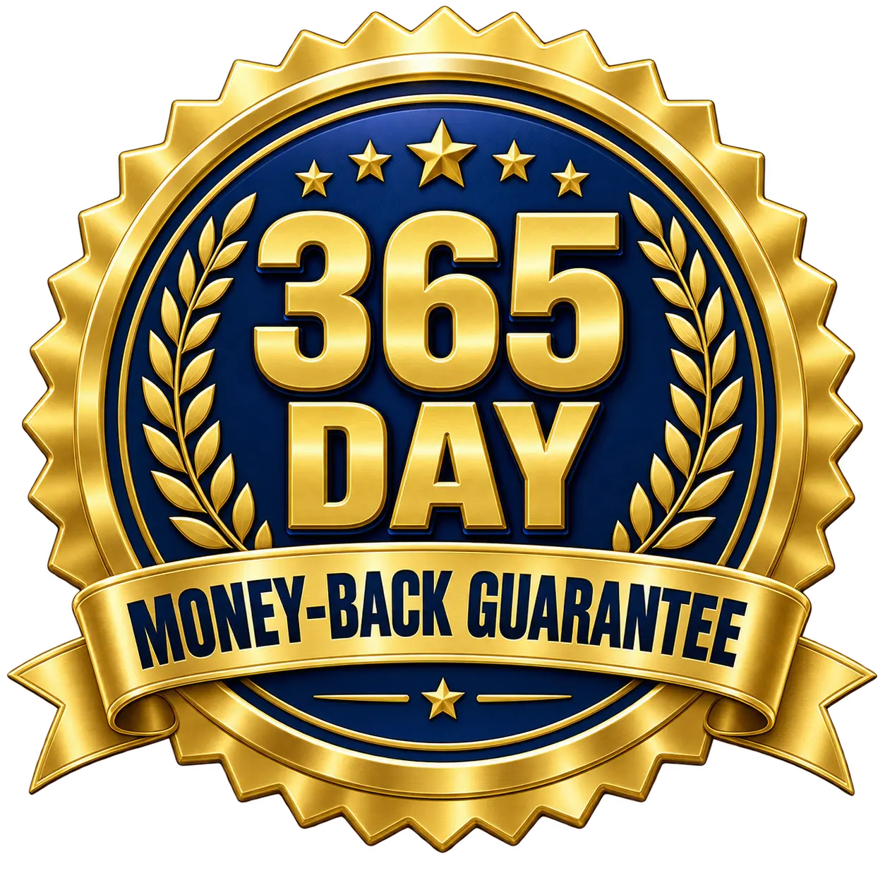 365-day money-back guarantee badge